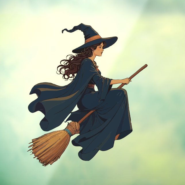 Young Witch Sat Astride A Besom Vector Art (Sheet 3)