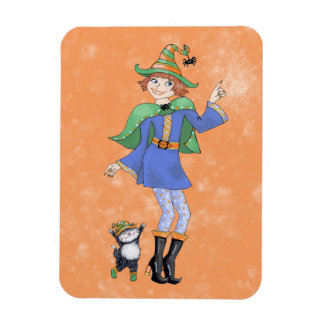 Young Witch with cat Magnet
