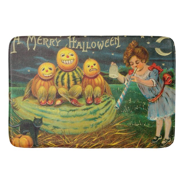 Young Witch's Brew: Pumpkin Men on Magick Altar Bath Mat (Front)