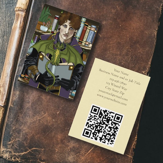 Young Wizard Fantasy Library Books Dragon Business Card (Creator Uploaded)