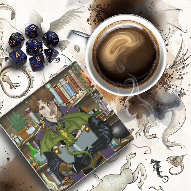 Young Wizard Fantasy Library Books Dragon Glass Coaster (Creator Uploaded)