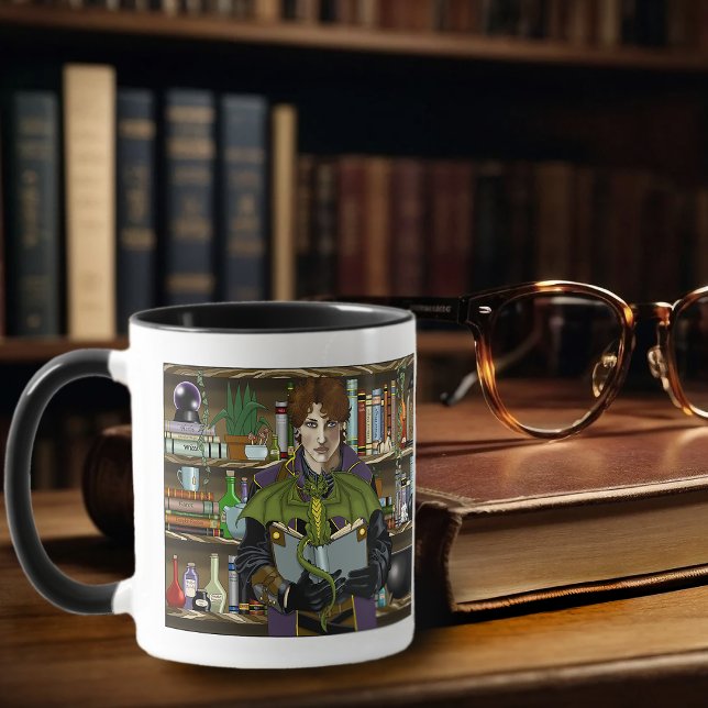Young Wizard Fantasy Library Books Dragon Mug (Creator Uploaded)
