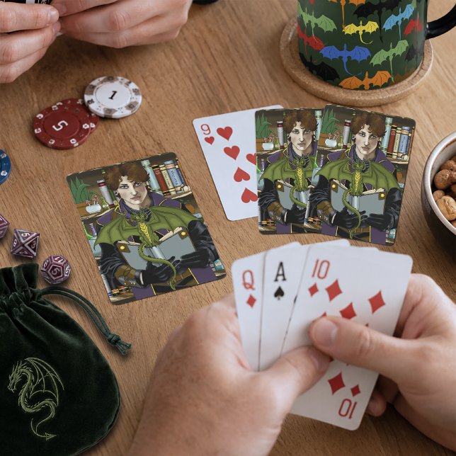 Young Wizard Fantasy Library Books Dragon Playing Cards (Creator Uploaded)