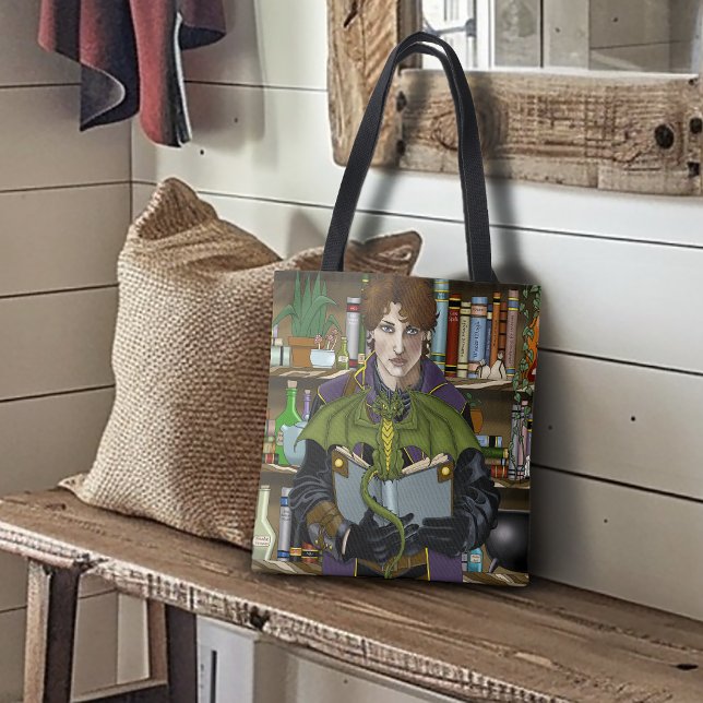 Young Wizard Fantasy Library Books Dragon Tote Bag (Creator Uploaded)