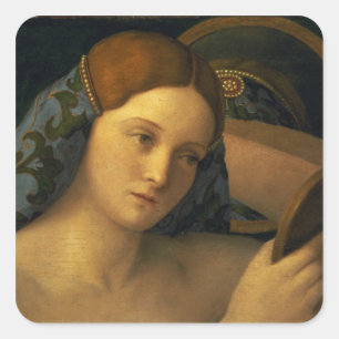 Young Woman at her Toilet Square Sticker