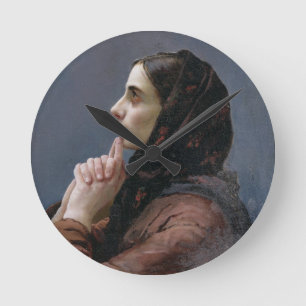 Young Woman at Prayer, 1879 (oil on canvas) Round Clock