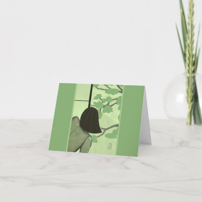 Young Woman at Shoji Screen SUMMER Blank Note  Card (Front)