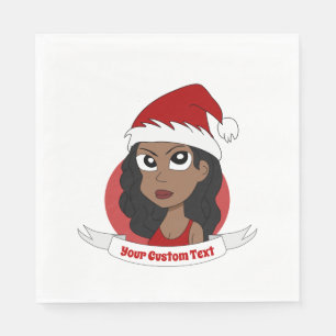 Young woman Christmas cartoon Napkin