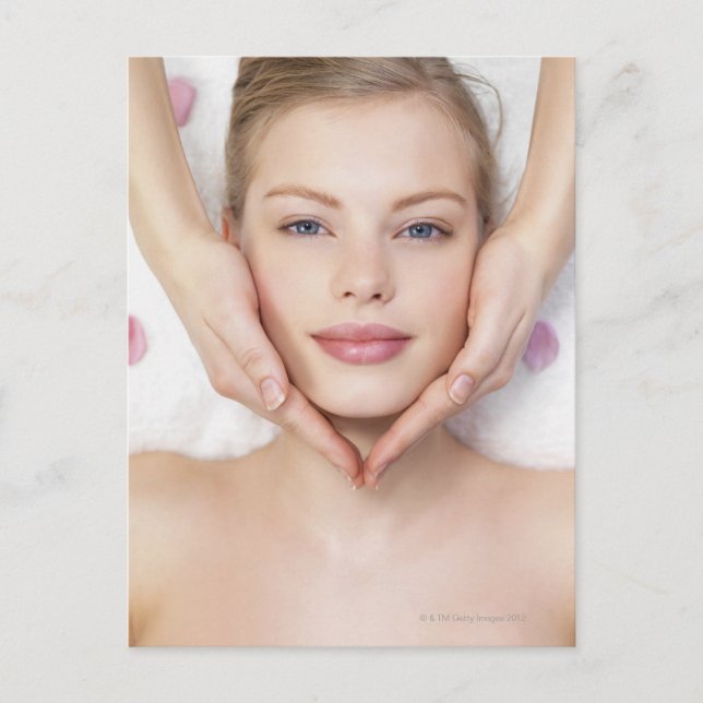 Young woman getting massage postcard (Front)