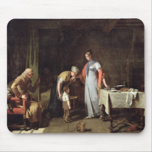 Young Woman Helping an Unfortunate Family Mouse Pad