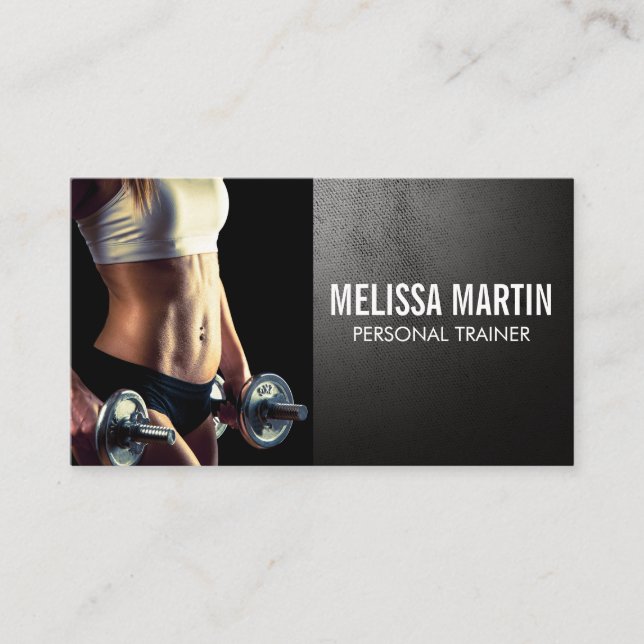 Young Woman Holding Dumbbells  Business Card (Front)