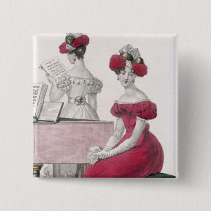 Young Woman in a Crepe Evening Dress with an Elabo 15 Cm Square Badge
