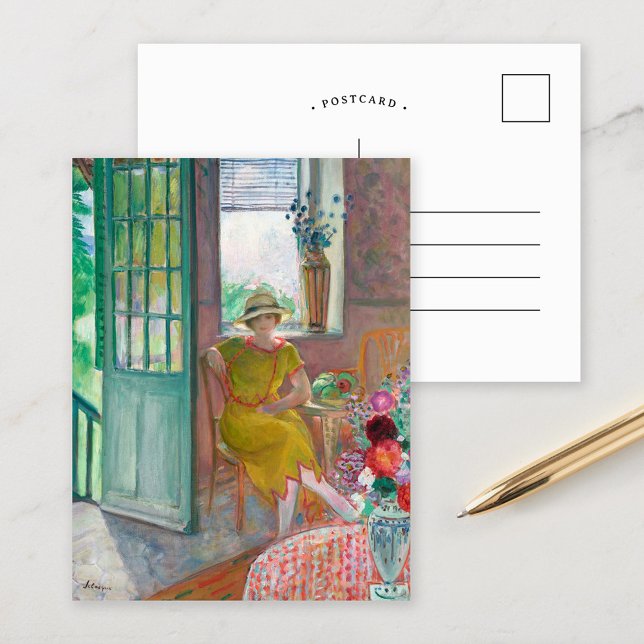 Young Woman in a Flowery Interior | Henri Lebasque Postcard (Creator Uploaded)