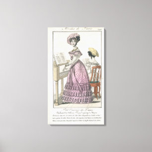 Young Woman in a Pink Organdie Dress Trimmed with Canvas Print
