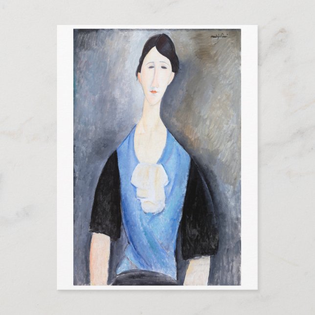 Young Woman in Blue, Modigliani Postcard (Front)