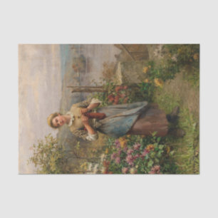 Young Woman Knitting by Daniel Ridgway Knight Tissue Paper