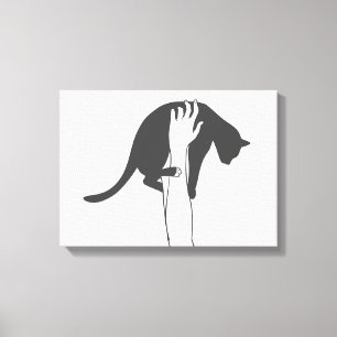 Young woman lifting cat - Choose background color Canvas Print