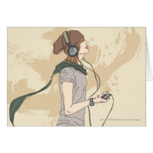 Young woman listening music