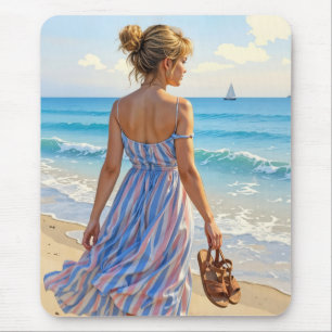 Young Woman On the Beach Mouse Pad