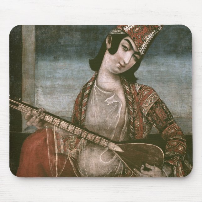 Young Woman Playing a Guitar Mouse Pad (Front)