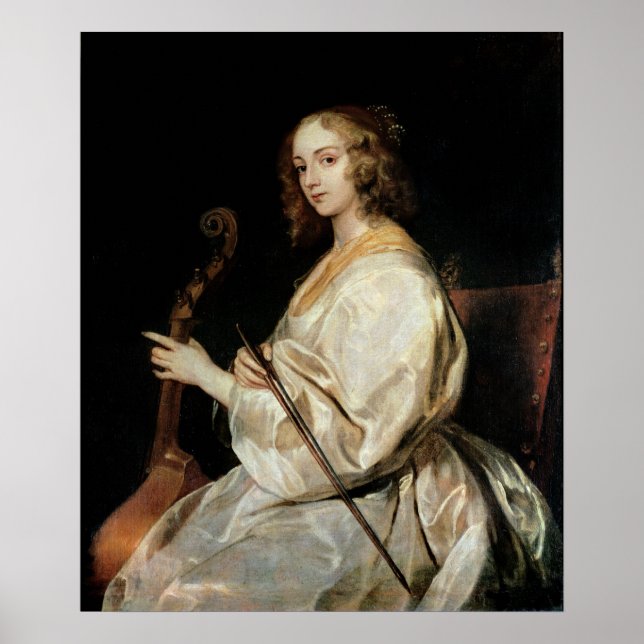 Young Woman Playing a Viola da Gamba Poster (Front)
