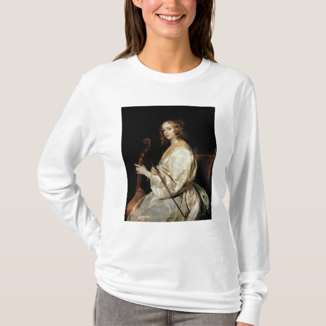 Young Woman Playing a Viola da Gamba T-Shirt (Front)