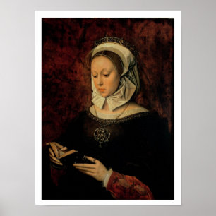 Young Woman Reading a Book of Hours (oil on panel) Poster