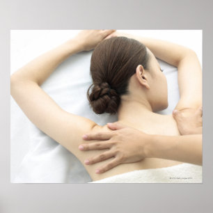 young woman receiving massage,woman in health 2 poster