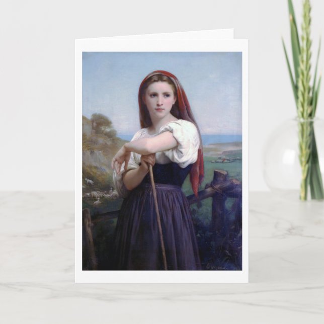 Young Woman Shepherdess, Bouguereau Card (Front)