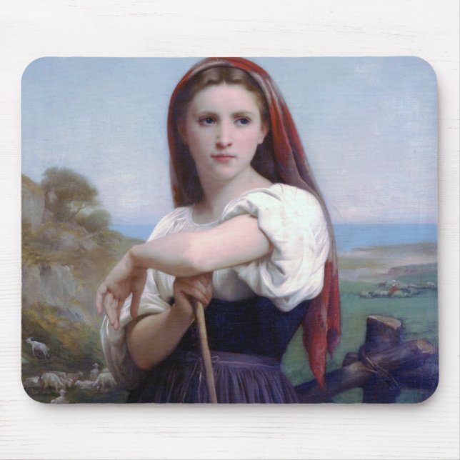 Young Woman Shepherdess, Bouguereau Mouse Pad (Front)