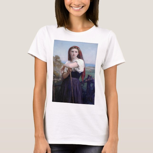 Young Woman Shepherdess, Bouguereau T-Shirt (Front)