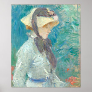 Young Woman w/ Straw Hat - Berthe Morisot Fine Art Poster