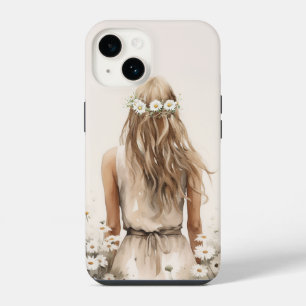 Young Woman Watercolor In Daisy Field iPhone 14 Case