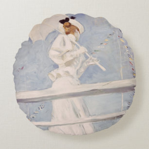 Young Woman with a Parasol on a Jetty Round Cushion