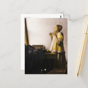 Young Woman with a Pearl Necklace, 1662 by Vermeer Postcard