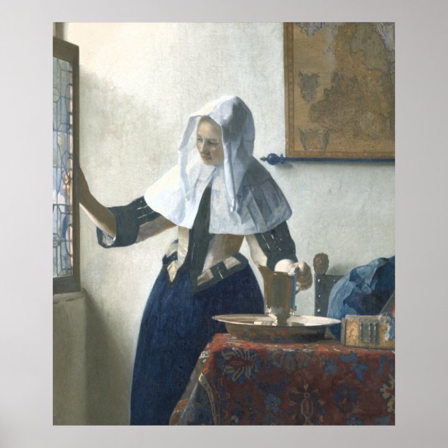 Young Woman with a Water Pitcher by Vermeer Poster (Front)