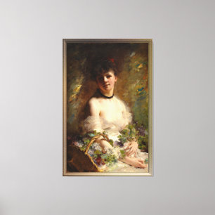 Young Woman with Flower Basket Canvas Print