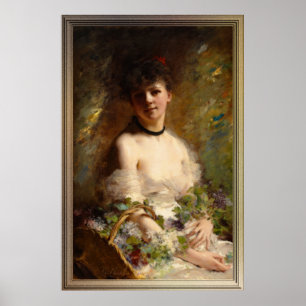 Young Woman with Flower Basket Poster