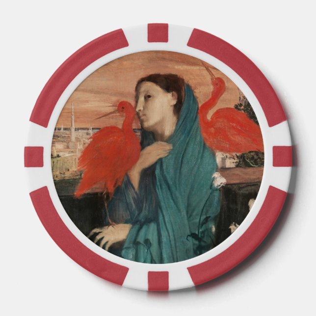 Young Woman with Ibis by Edgar Degas Poker Chips (Front)