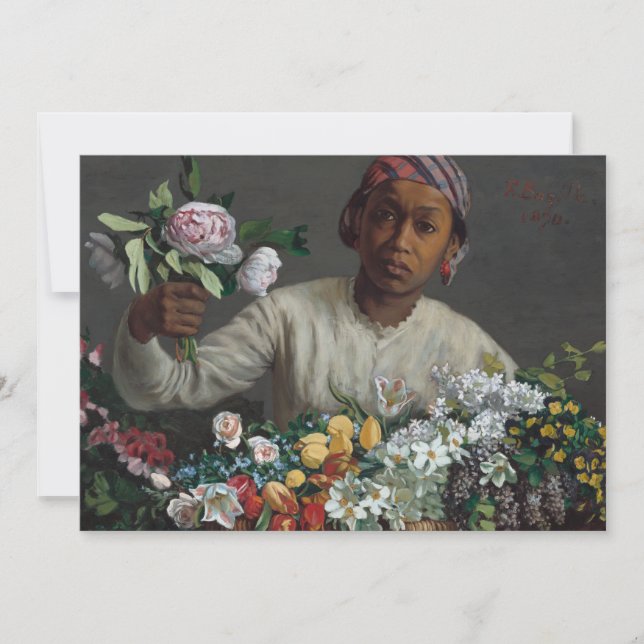 Young Woman with Peonies | Frédéric Bazille Card (Front)