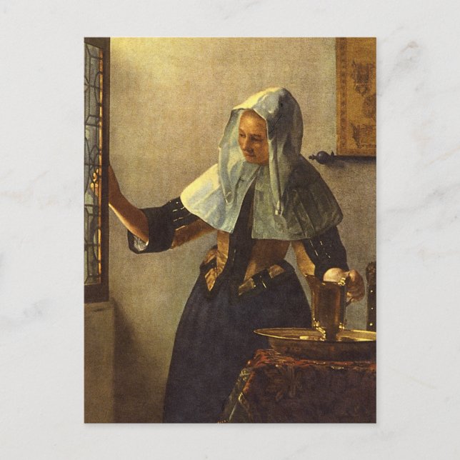 Young Woman with Water Pitcher - Johannes Vermeer Postcard (Front)