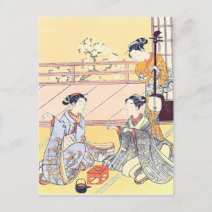 Young Women Playing Kitsune-ken Postcard