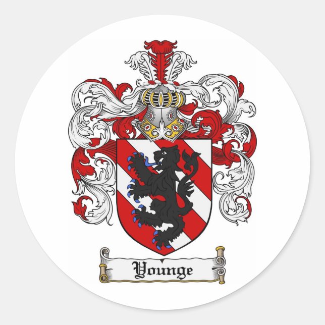 Younge Coat of Arms Younge Family Crest Classic Round Sticker (Front)