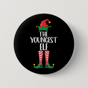 Youngest Elf Matching Family Christmas Party 6 Cm Round Badge