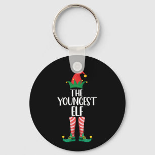 Youngest Elf Matching Family Christmas Party Key Ring