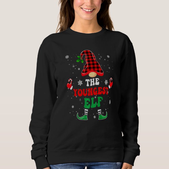 Youngest Elf Shirts Matching Group Christmas Pajam (Front)
