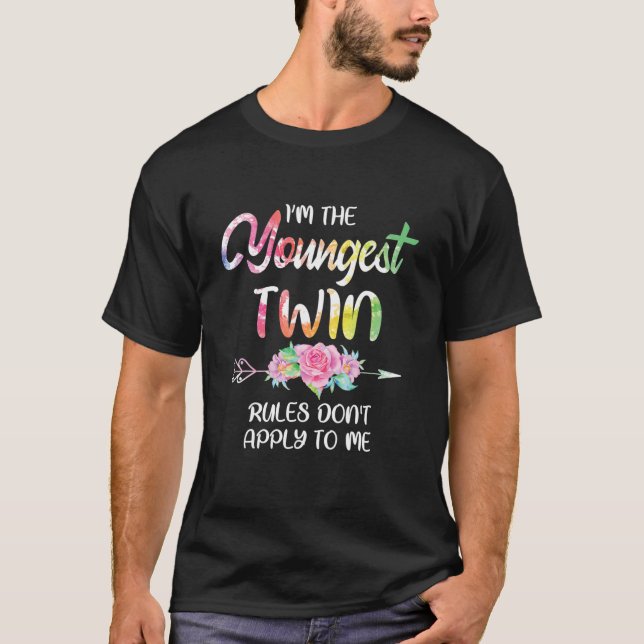 Youngest Twin Sibling Birthday Funny Twins Matchin T-Shirt (Front)