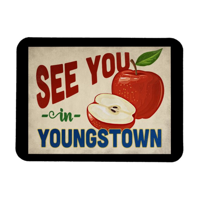 Youngstown Ohio Apple - Vintage Travel Magnet (Horizontal)