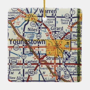 Youngstown Retro Map Ceramic Ornament
