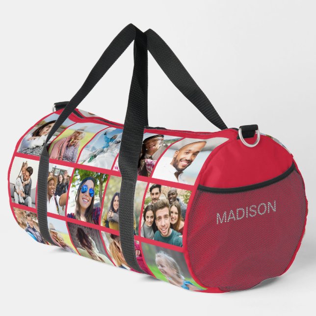 YOUR 15 Photos & Name Custom Duffle Bag (Right Corner)